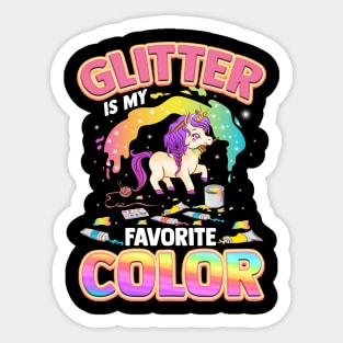 Cute Glitter Is My Favorite Color Unicorn Rainbow Sticker